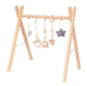 Babygym hout met speeltjes grijs