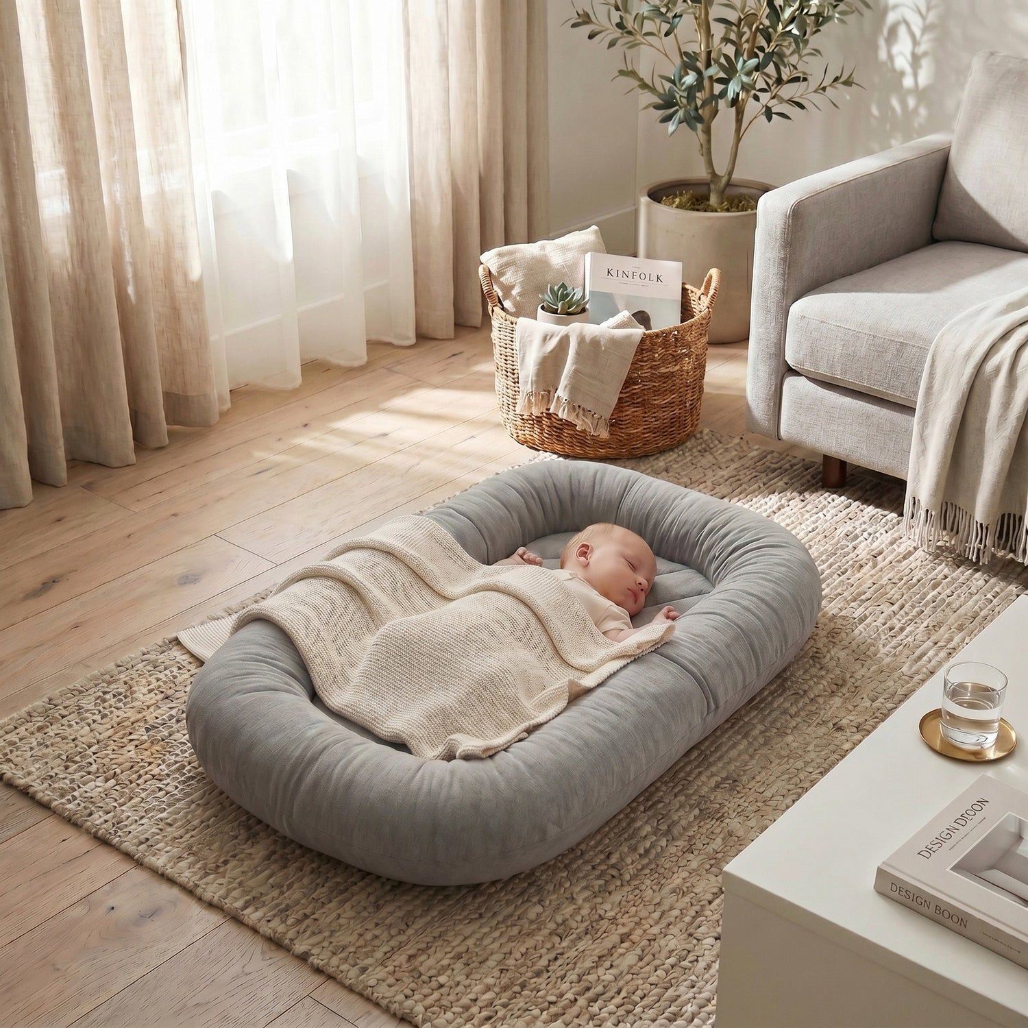 Babynest grau – 75 x 45 cm