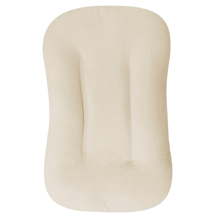 Babynest  – Wasbaar baby nestje – Hydrofiel nestje - Beige met extra lichtgrijze hoes – 78 x 50 cm