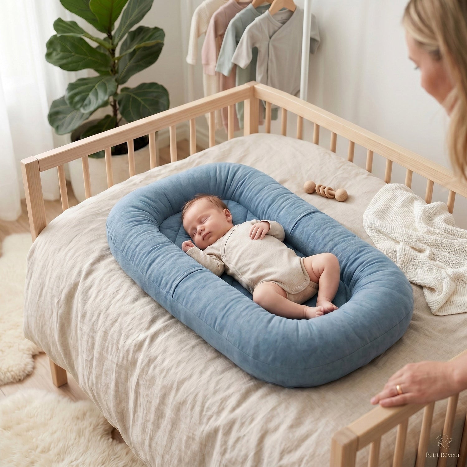 Babynest blaugrün – 75 x 45 cm