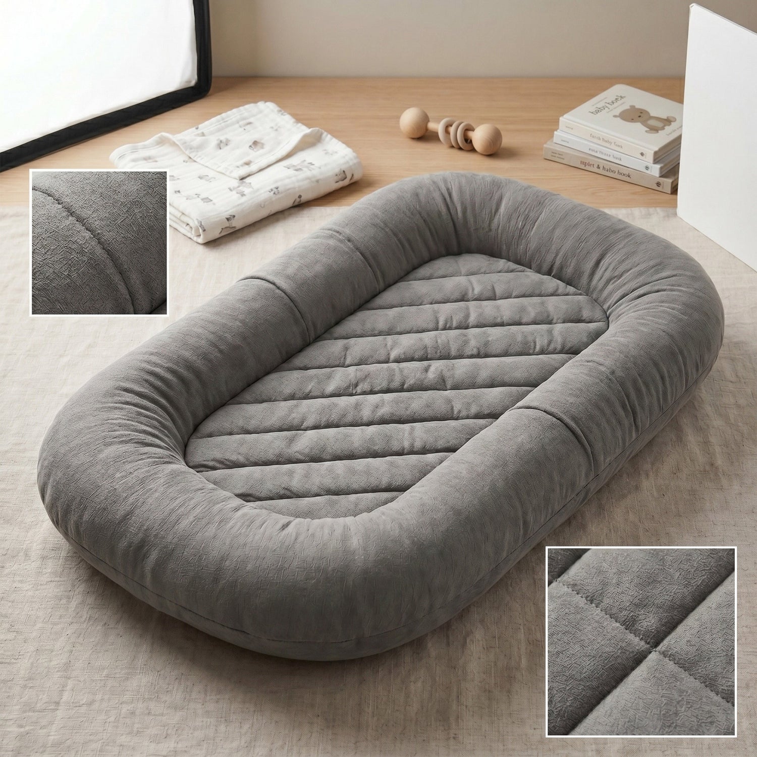 Babynest grau – 75 x 45 cm