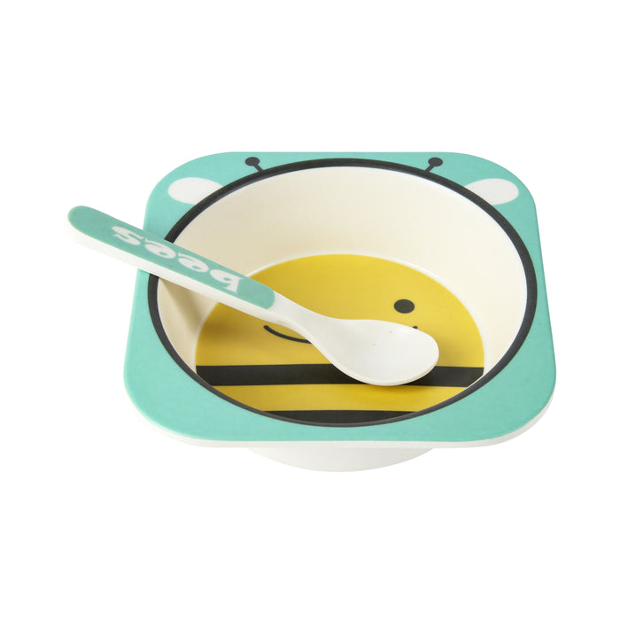 Bamboe kinderservies set 5 delig – Kinderbord – Magnetron bestendig - Eetset – Baby drinkbeker - BPA vrij – Koe