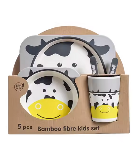 Bamboe duurzaam  5 delig baby servies koe