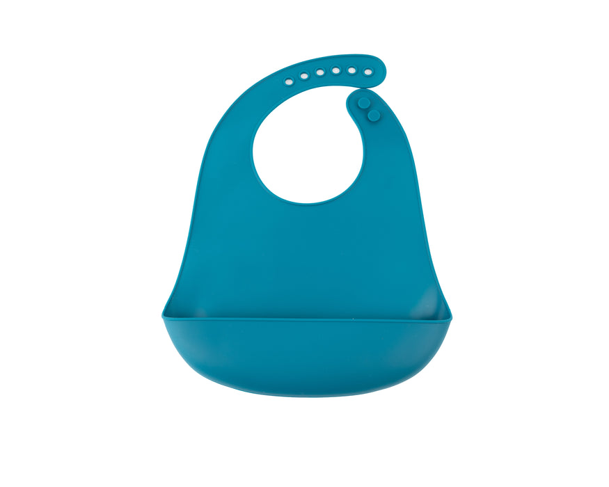 Babero de silicona con bandeja recolectora - Azul - 23 CM