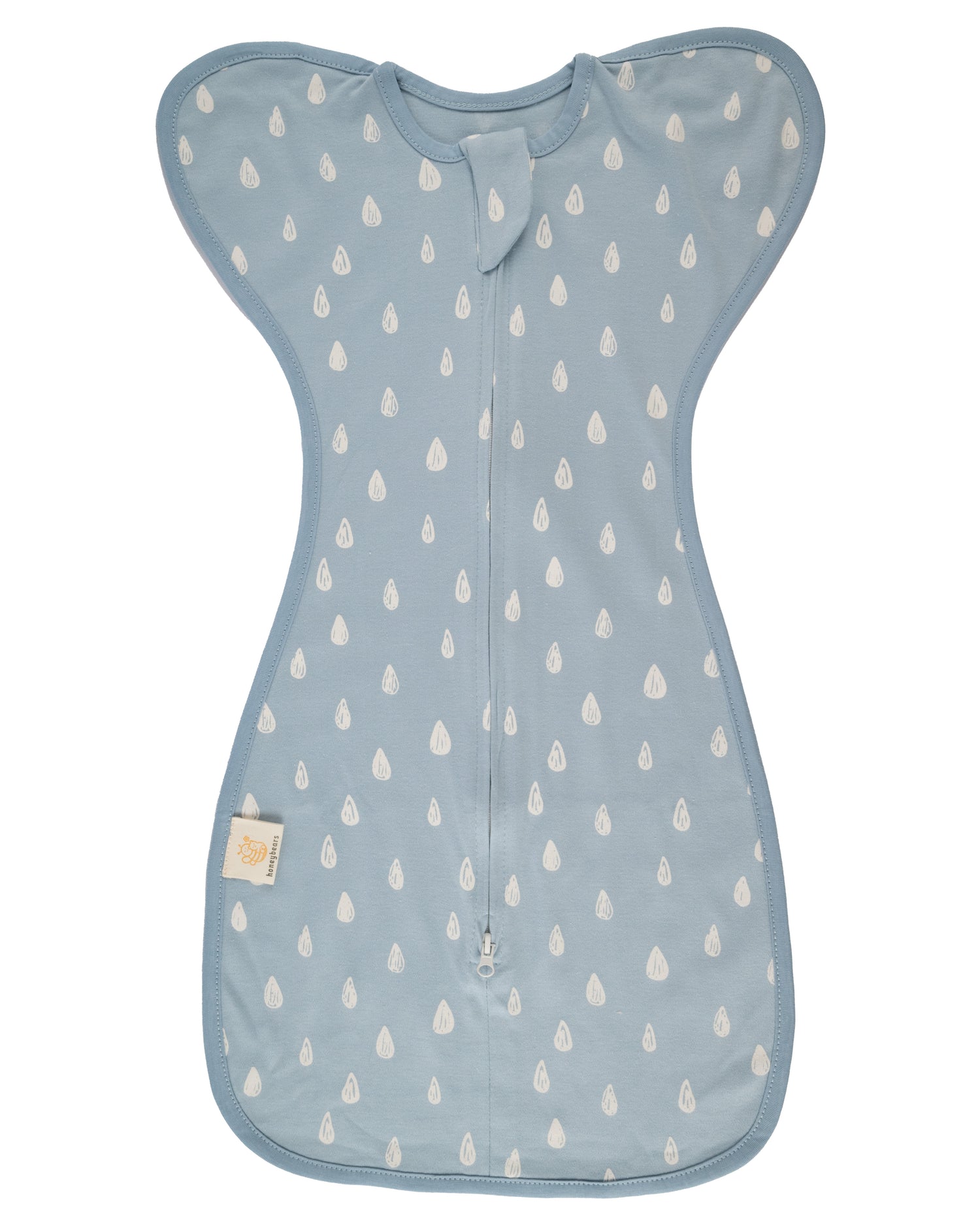 Honeybears Inbakerslaapzak – Slaapzak baby – Inbakerdoek baby – Blauw met wit - 0 tot 3 maanden - 60 cm