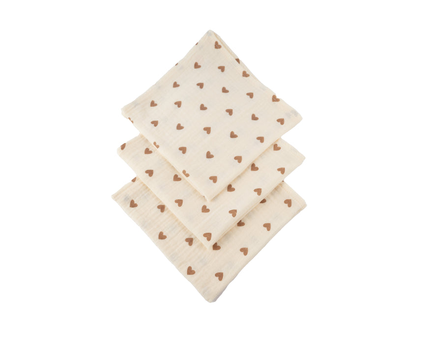 Honeybears hydrofiele doek - Hartjes - Set van 3 stuks - 40 X 38 CM