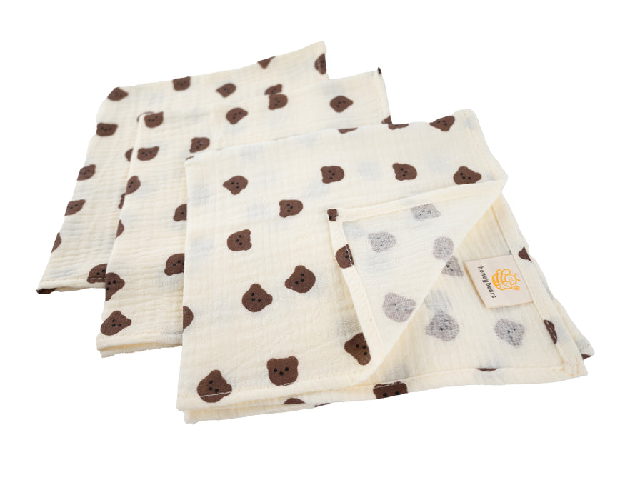 Honeybears hydrofiele doek - Beertjes - Set van 3 stuks - 40 X 38 CM