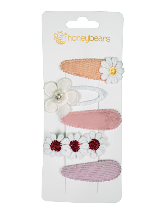 Haaraccessoires baby set van 5 – Haarspeldjes kinderen - Rose, wit