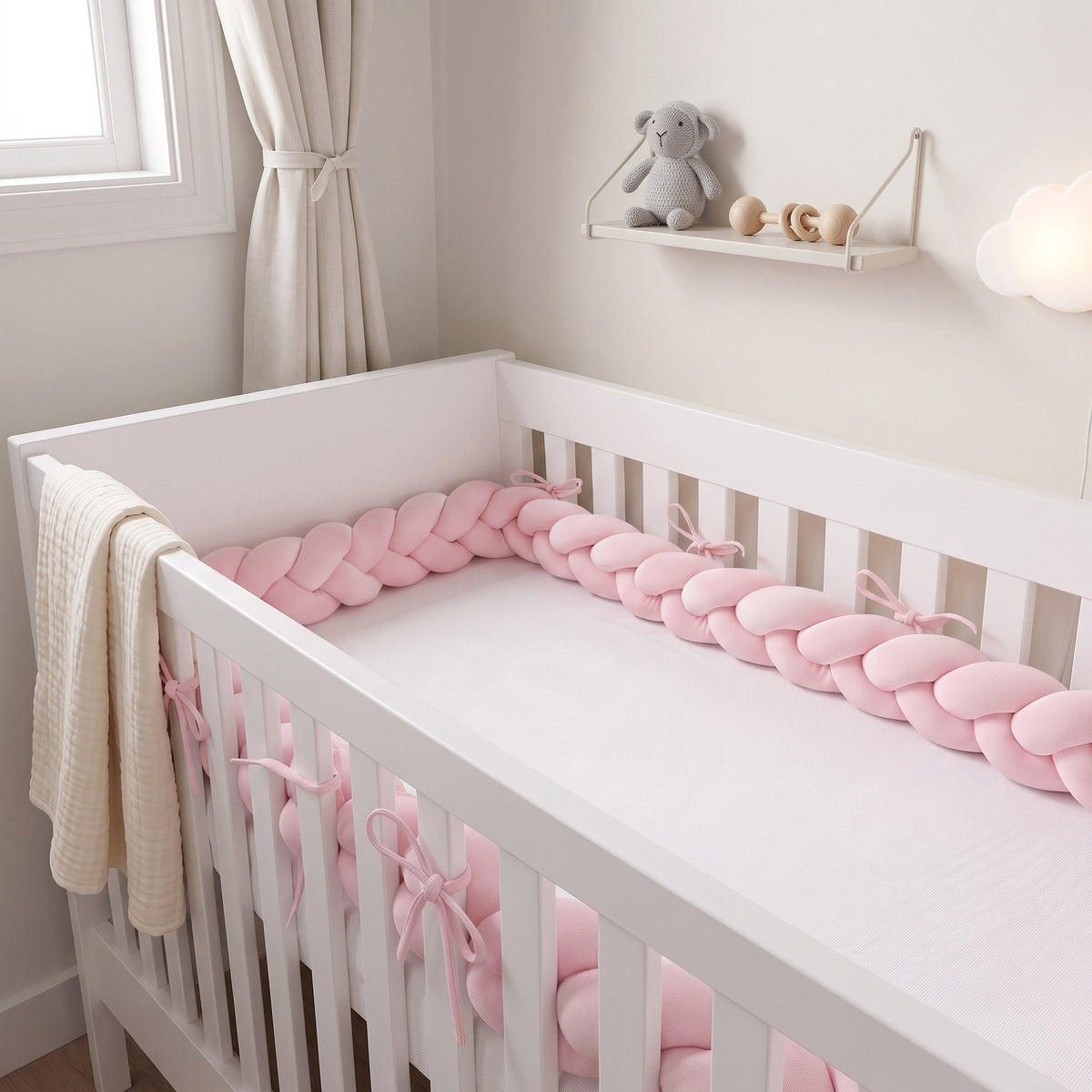 Gevlochten bedomrander roze 3 meter