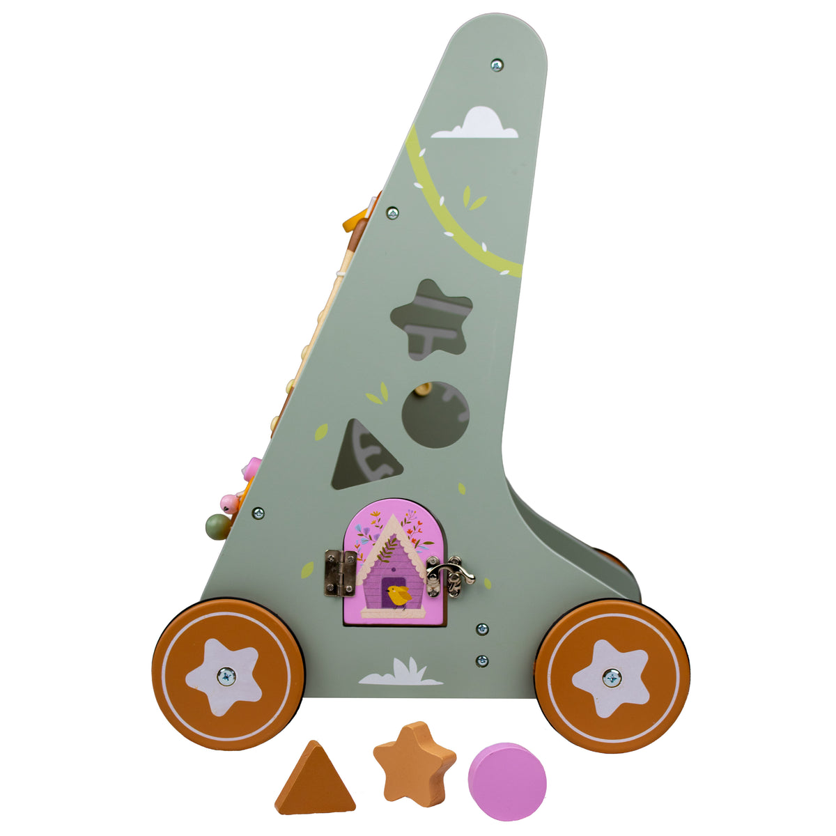 Houten kinder loopwagen 