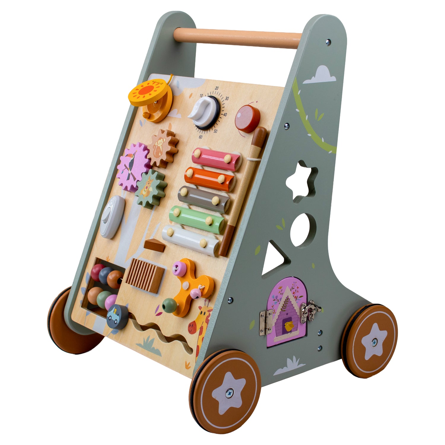 Houten loopwagen