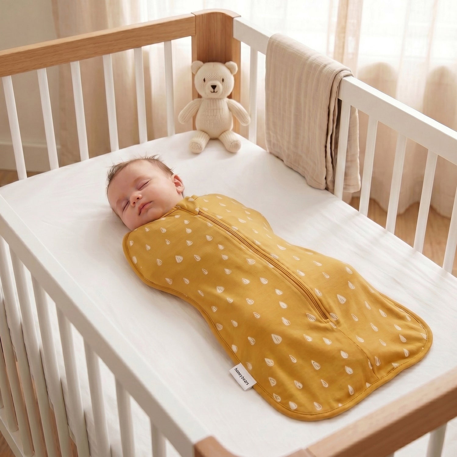 Saco de dormir envolvente para bebé, amarillo, de 0 a 3 meses