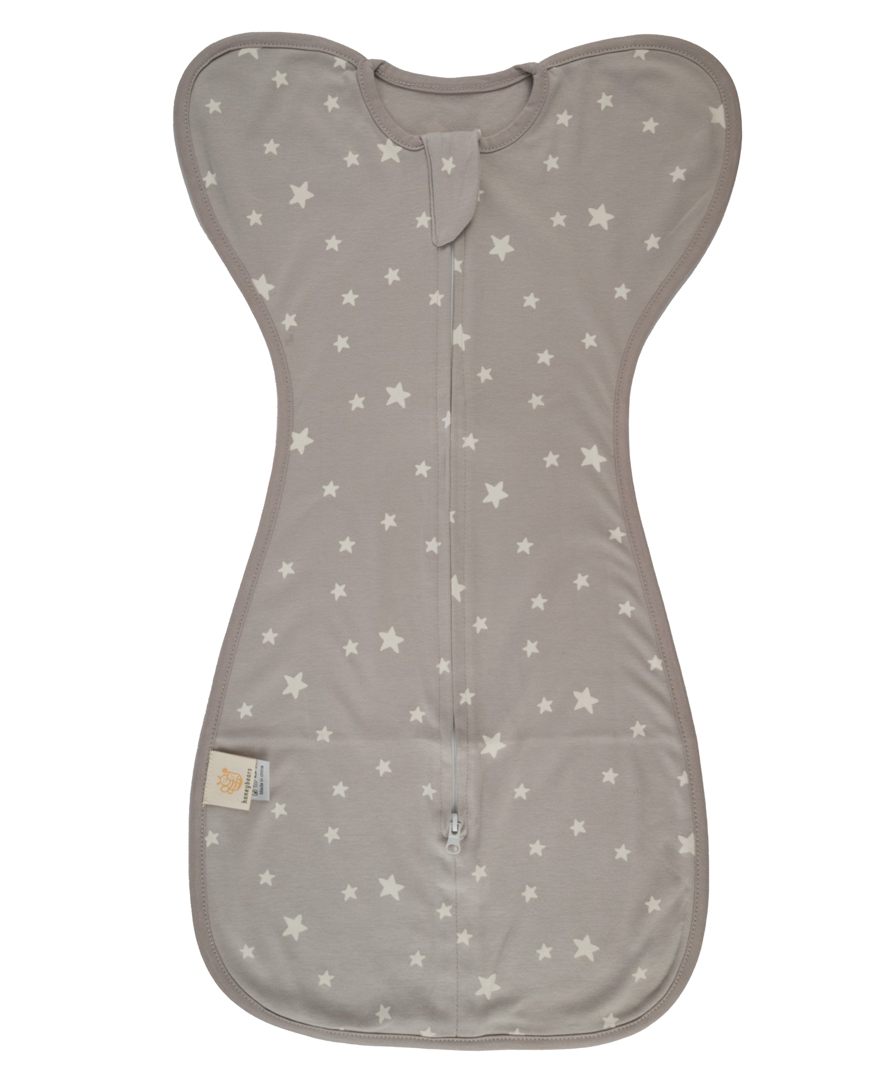 Grijze inbakerslaapzak met sterretjes voor babies van 3 tot 6 maanden