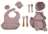 Al het kinder servies rose op één foto
