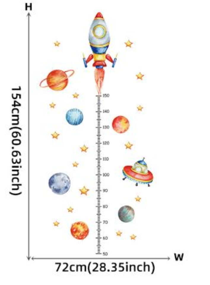 Behangsticker raket – behang sticker kinderkamer – Wandsticker – Baby en kinderkamer – 154 x 72 cm