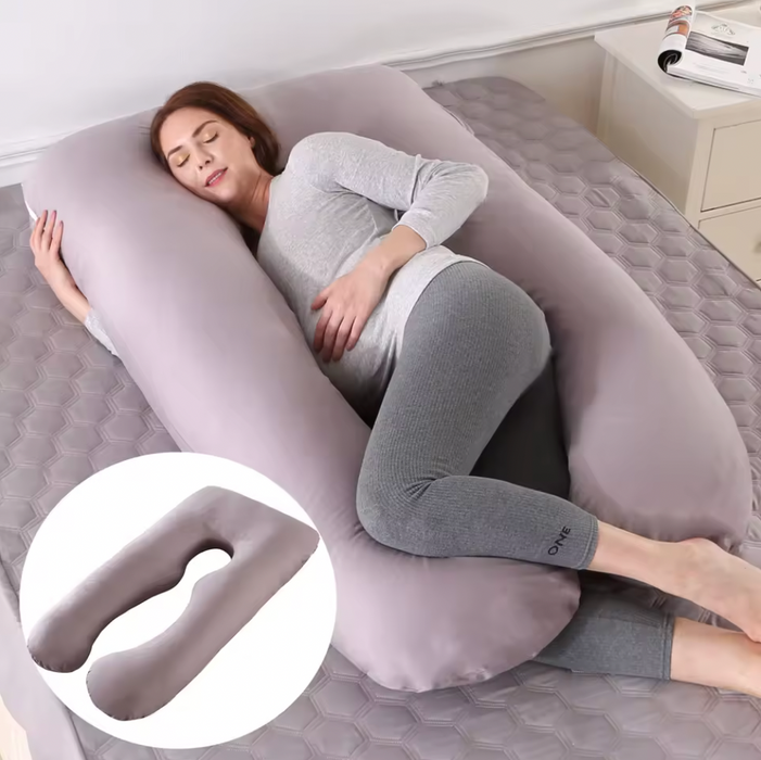 Honeybears – Zwangerschapskussen XXL – U vorm – Afneembare hoes grijs - Lichaamskussen – Body pillow – Voedingskussen – 280 cm
