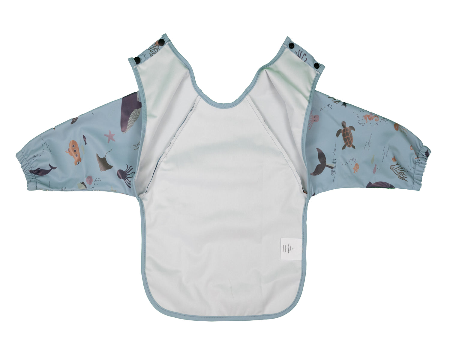 Honeybears Slab met mouwen – Waterproof slabbetje met mouw – Blauw met zeedieren