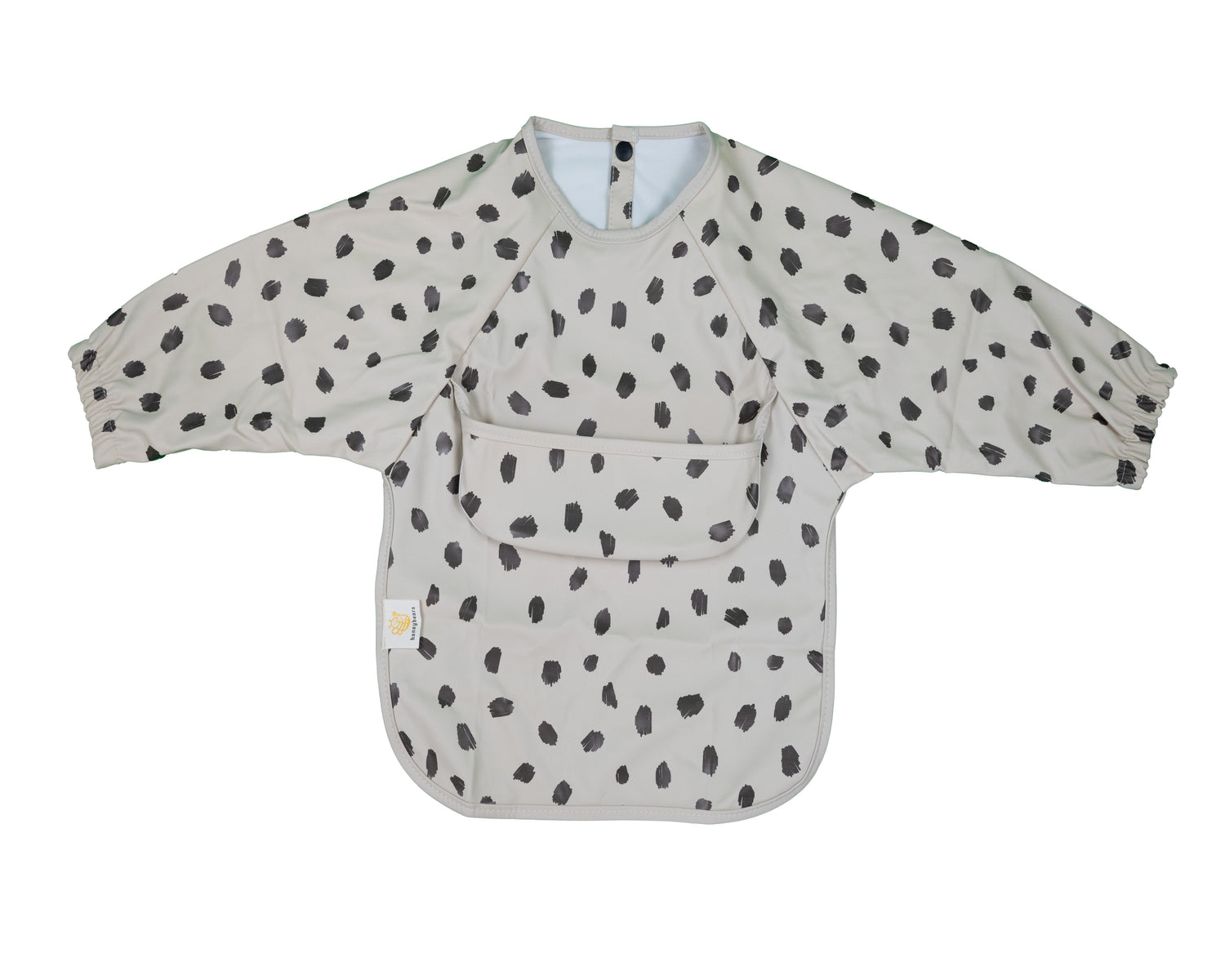 Honeybears Slab met mouwen – Waterproof slabbetje met mouw – Creme met zwarte vlekken