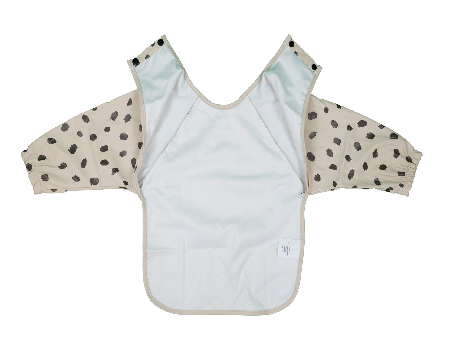 Honeybears Slab met mouwen – Waterproof slabbetje met mouw – Creme met zwarte vlekken