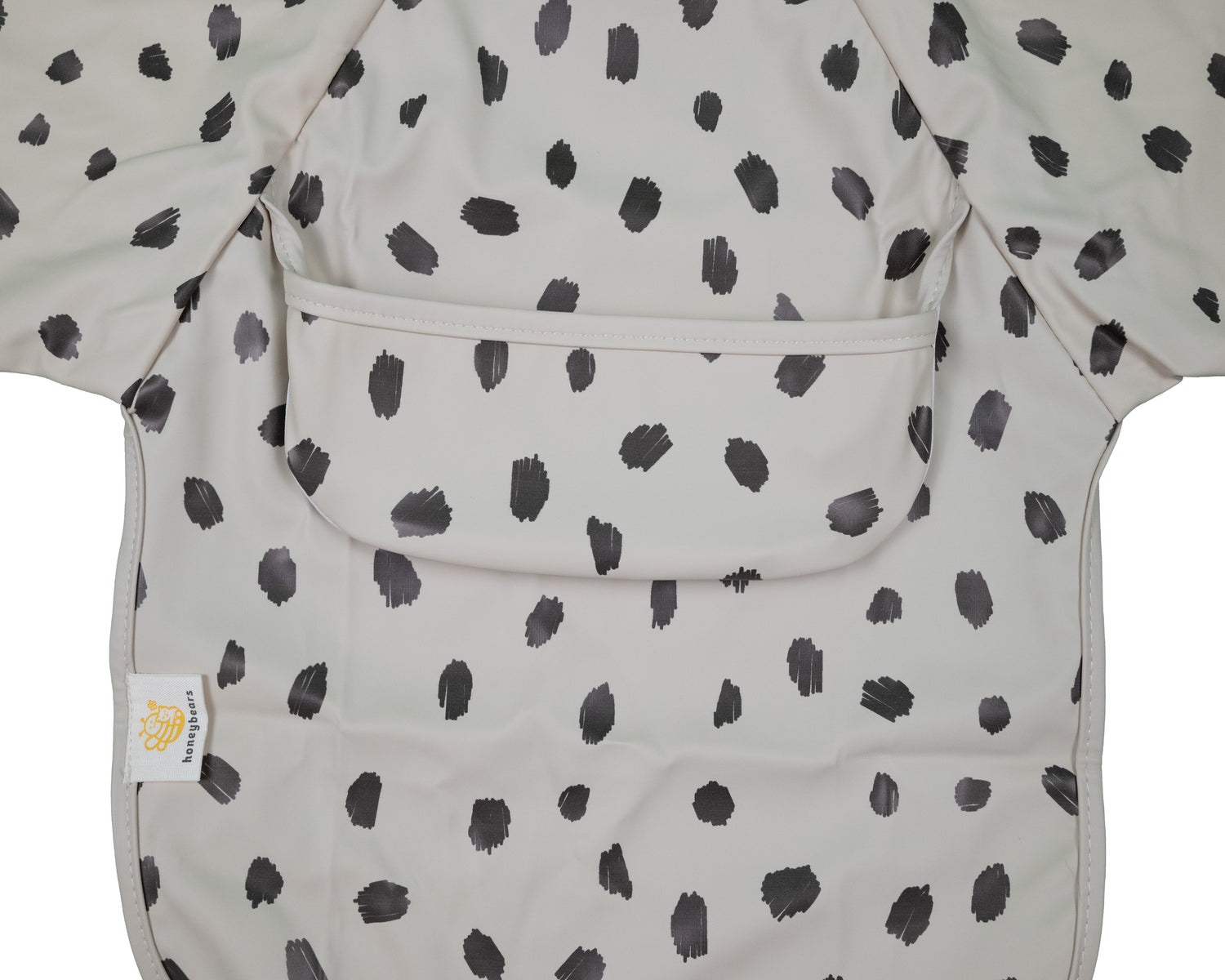 Honeybears Slab met mouwen – Waterproof slabbetje met mouw – Creme met zwarte vlekken