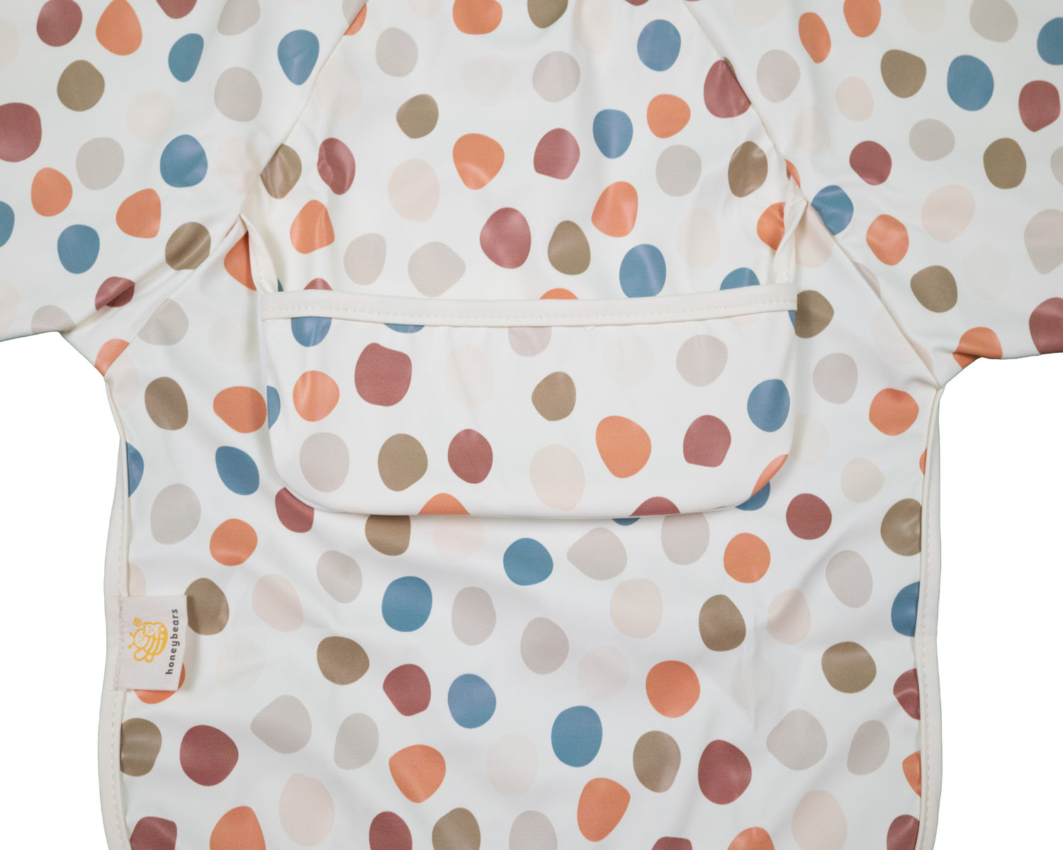 Slab met mouwen – Waterproof slabbetje met mouw – Creme met gekleurde stippen