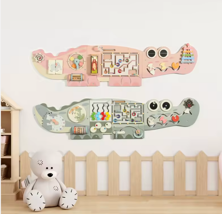 Wandspeelgoed krokodil groen en rose