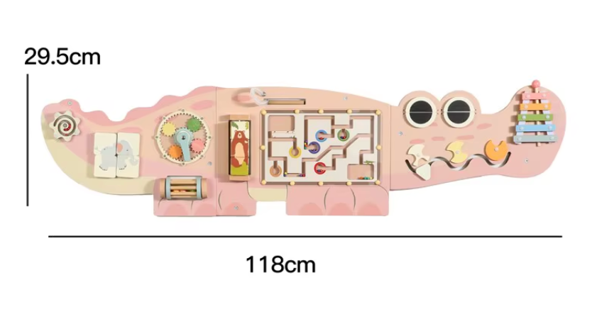 Wandspeelgoed krokodil rose afmetingen