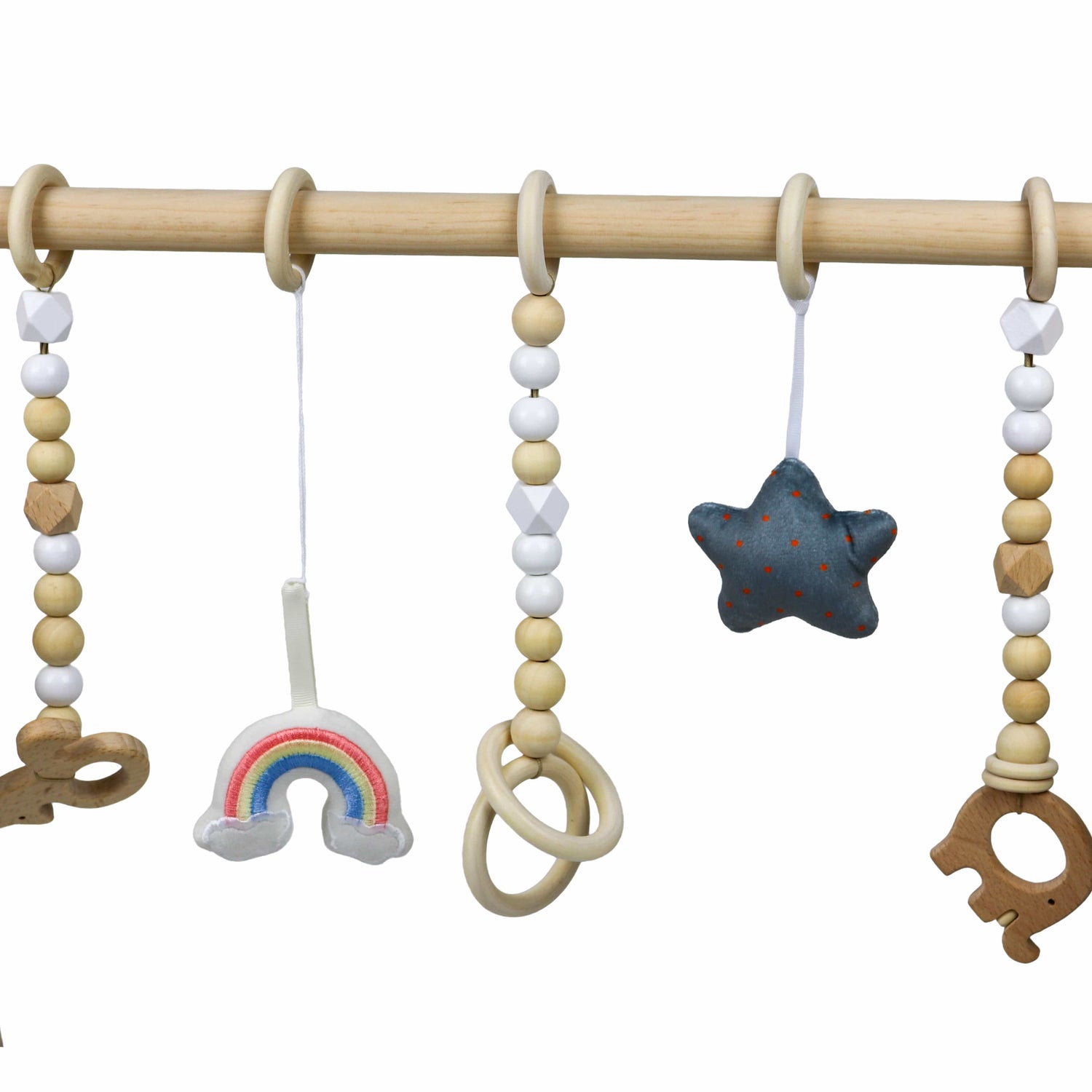 Duurzame Houten Babygym – Natuurlijke & Milieuvriendelijke babygym - Speeltjes met grijze ster