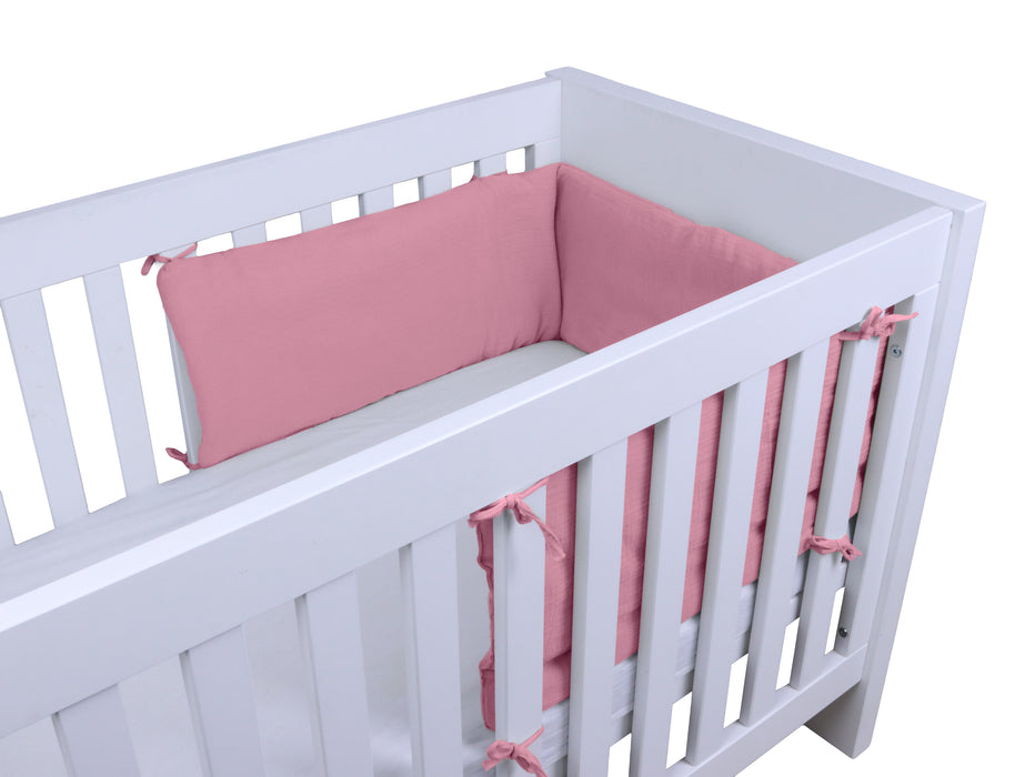 Baby Bedbumper – Box omrander – Hoofdbeschermer - Bedomrander ledikant – Bed omranderJongens/Meisjes – 180 x 30 cm - Rose