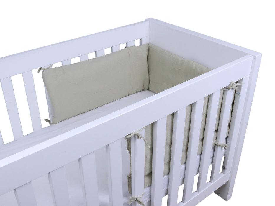 Baby Bedbumper – Box omrander – Hoofdbeschermer - Bedomrander ledikant – Bed omranderJongens/Meisjes – 180 x 30 cm - Beige