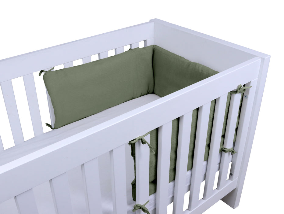 Baby Bedbumper – Box omrander – Hoofdbeschermer - Bedomrander ledikant – Bed omranderJongens/Meisjes – 180 x 30 cm - Groen