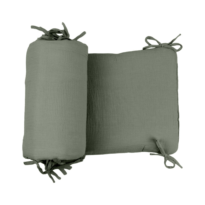Baby Bedbumper – Box omrander – Hoofdbeschermer - Bedomrander ledikant – Bed omranderJongens/Meisjes – 180 x 30 cm - Groen