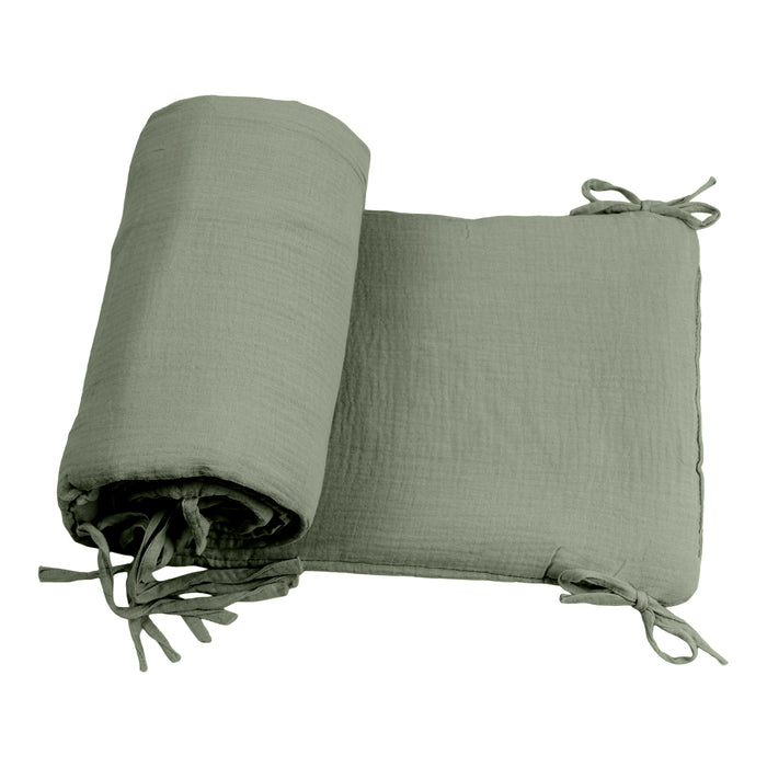 Baby Bedbumper – Box omrander – Hoofdbeschermer - Bedomrander ledikant – Bed omranderJongens/Meisjes – 180 x 30 cm - Groen