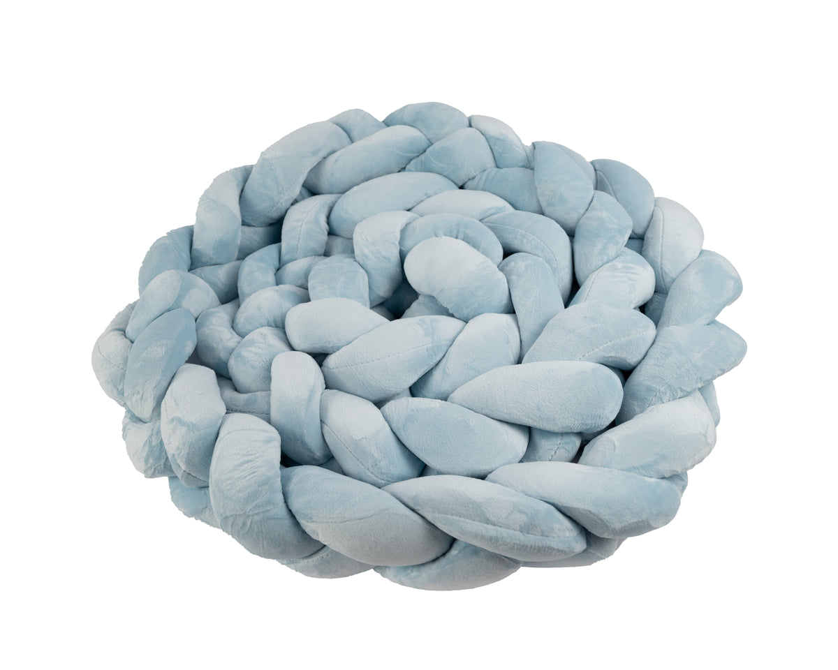 Gevlochten bedbumper blauw, bedomrander, boxomrander baby 3 meter