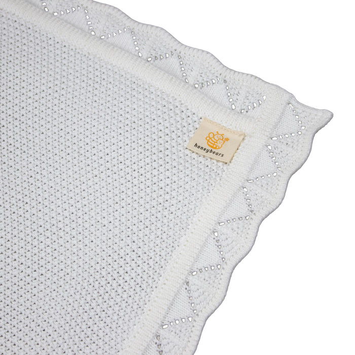 Manta de cuna - 100% algodón orgánico - Niño/Niña - Blanco