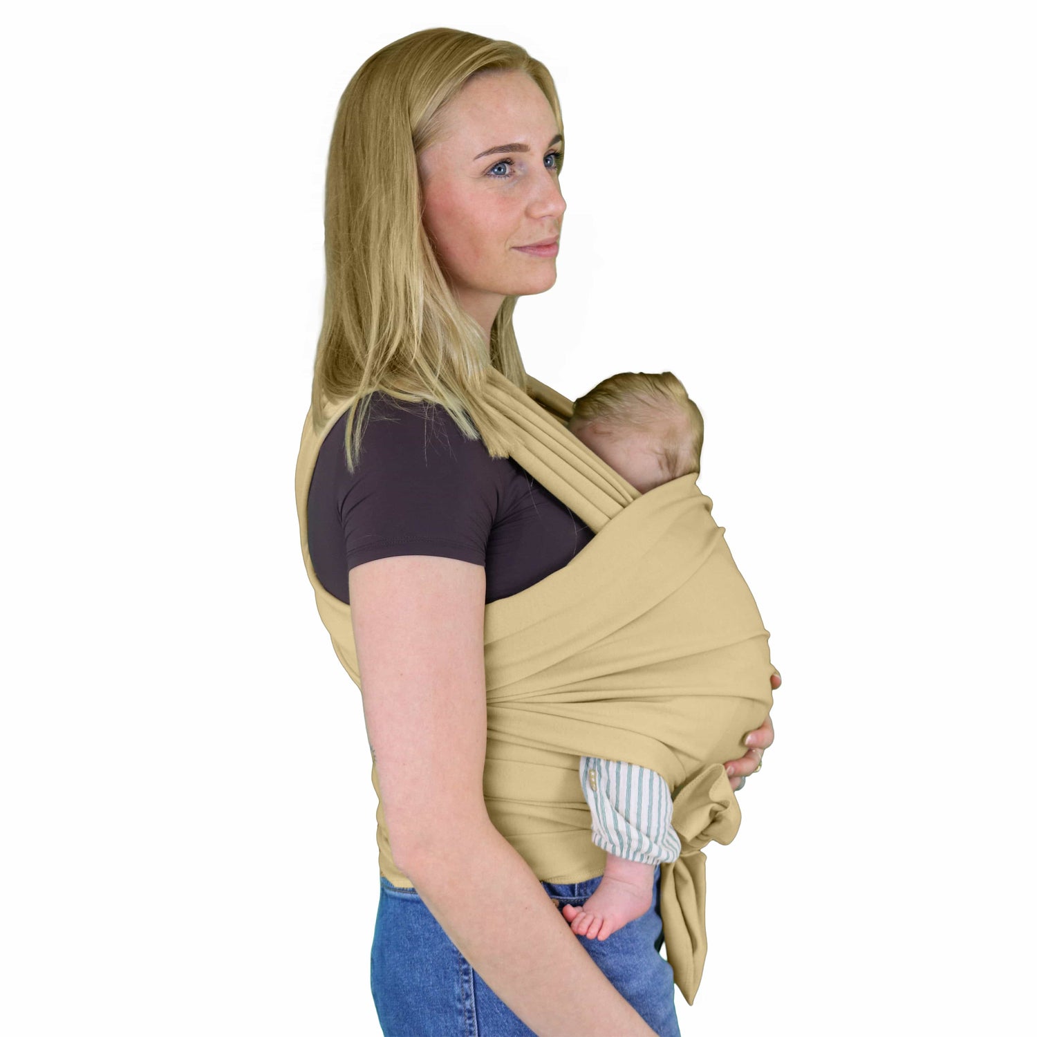 Ergonomische Draagdoek Lichtbruin – Baby carrier – Draagzak – Rekbare draagdoek tot 18 kg – Organisch katoen
