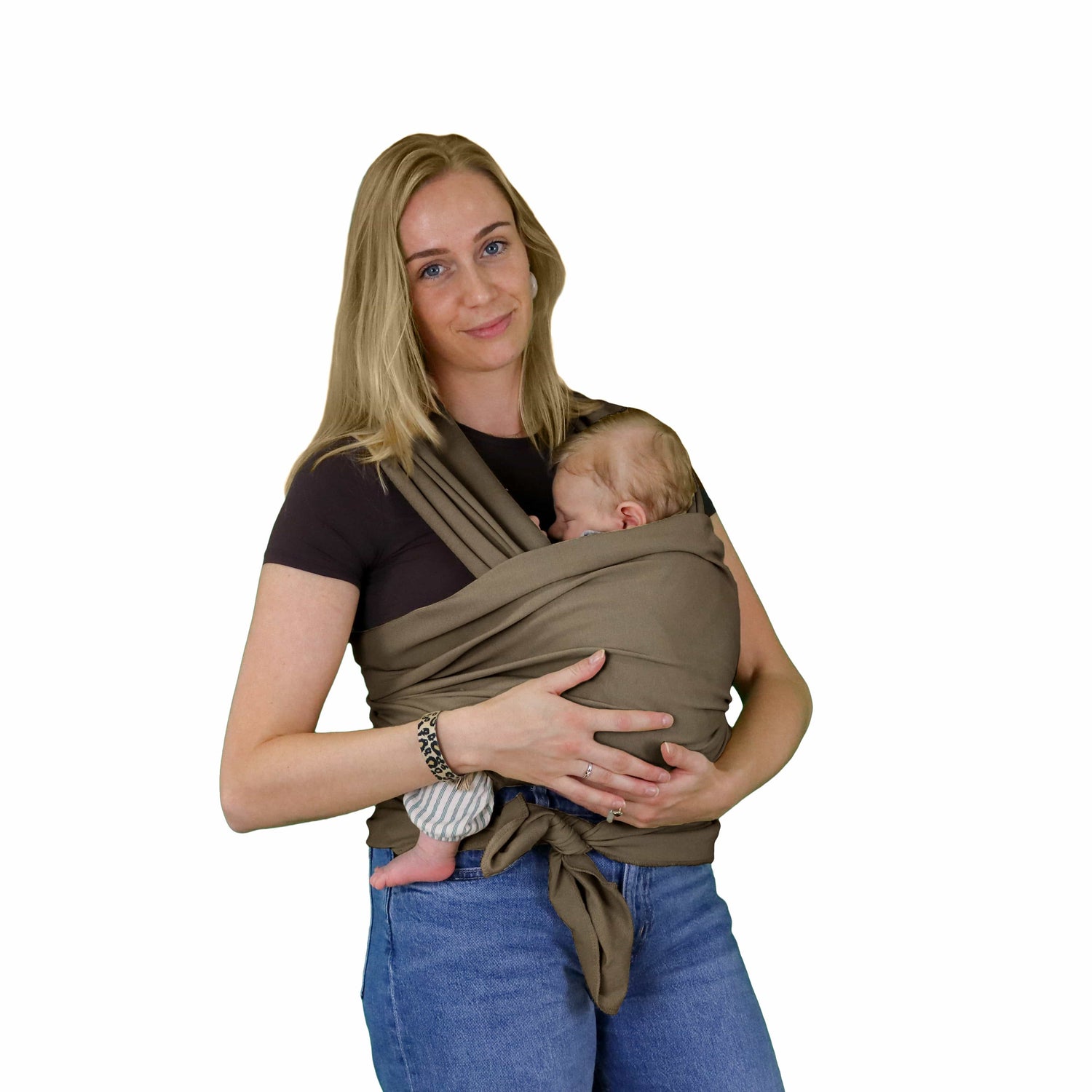 Ergonomische Draagdoek Donkerbruin – Baby carrier – Draagzak – Rekbare draagdoek tot 18 kg – Organisch katoen