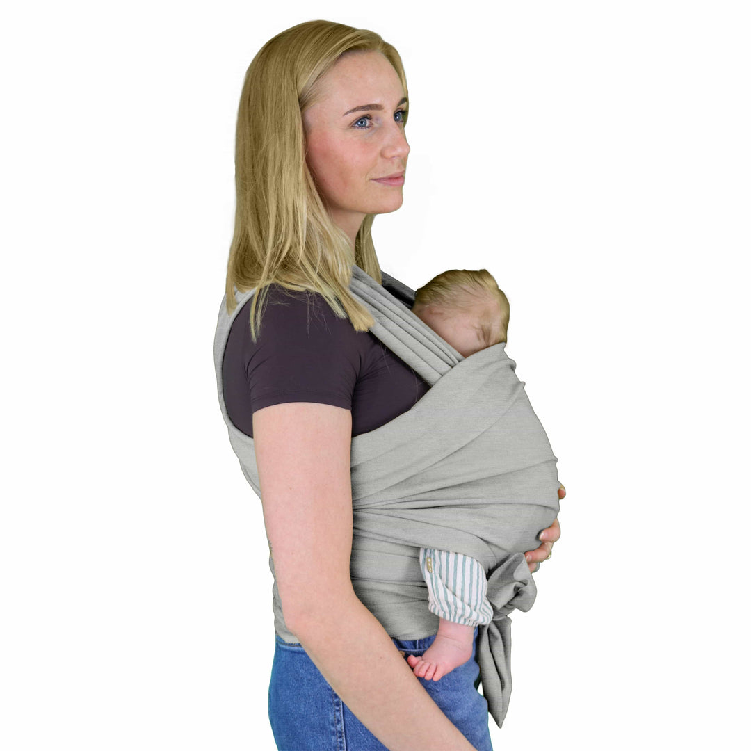 Ergonomische Draagdoek Lichgrijs – Baby carrier – Draagzak – Rekbare draagdoek tot 18 kg – Organisch katoen