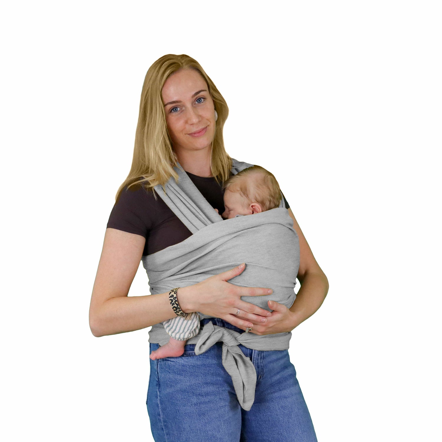 Ergonomische Draagdoek Lichgrijs – Baby carrier – Draagzak – Rekbare draagdoek tot 18 kg – Organisch katoen