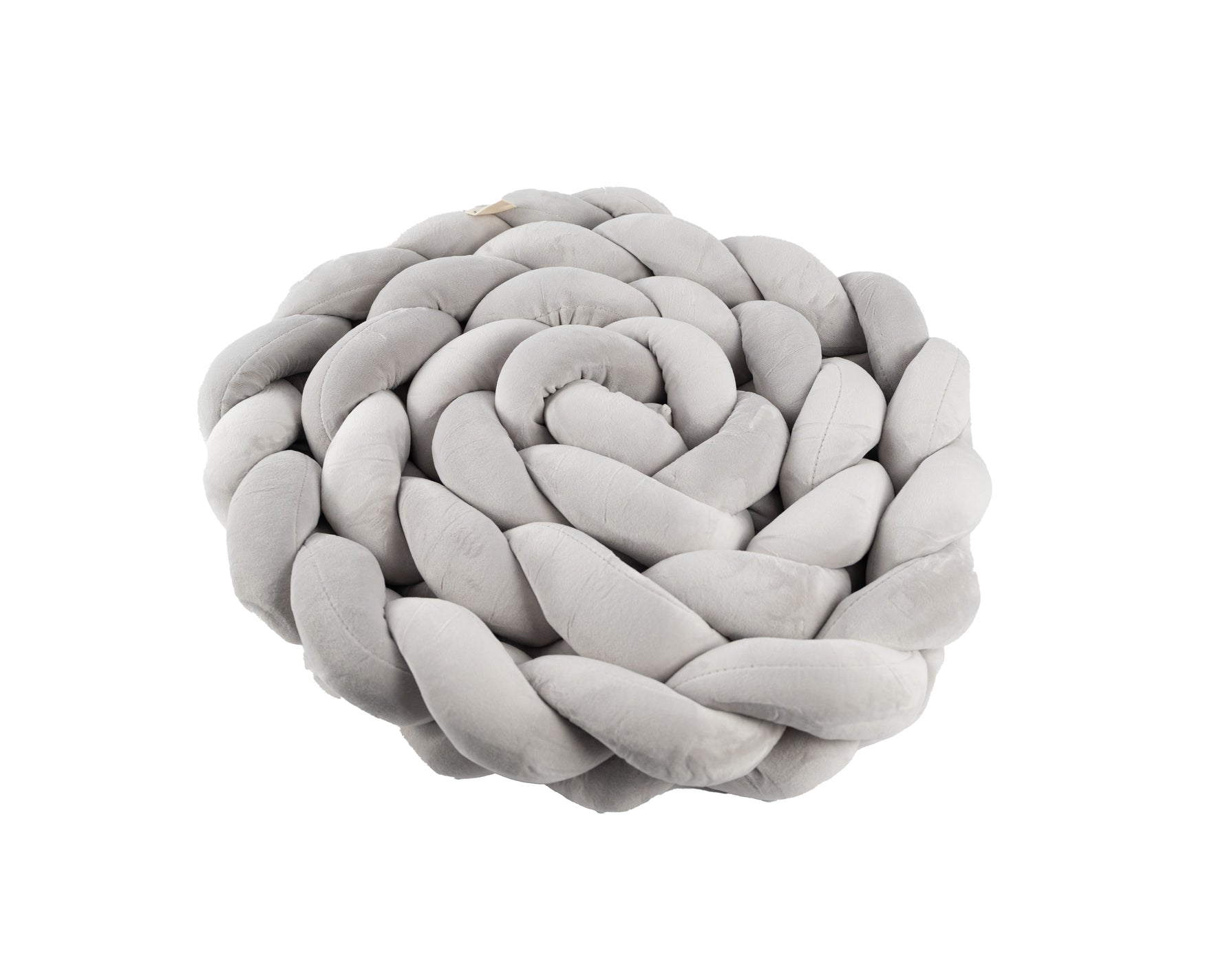 Gevlochten bedbumper grijs, bedomrander, boxomrander baby 3 meter