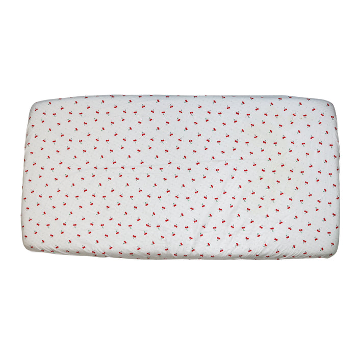 Hoeslaken ledikant - 120 x 60 cm - Wit met kersen