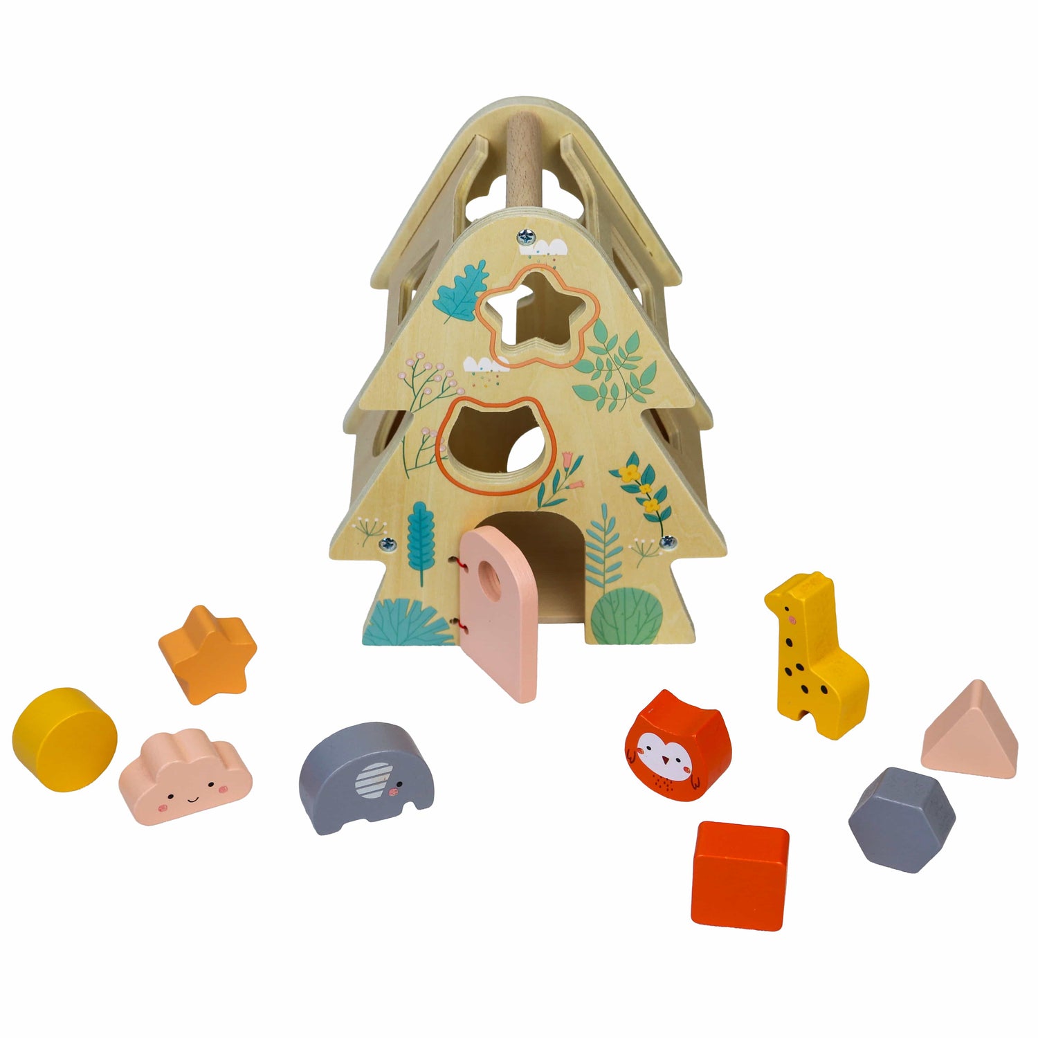 Houten speeltoren met diertjes