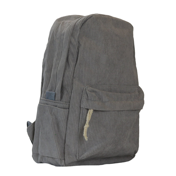 Corduroy rugzak – Schooltas - Kinder rugzak – Rib tas - Grijs
