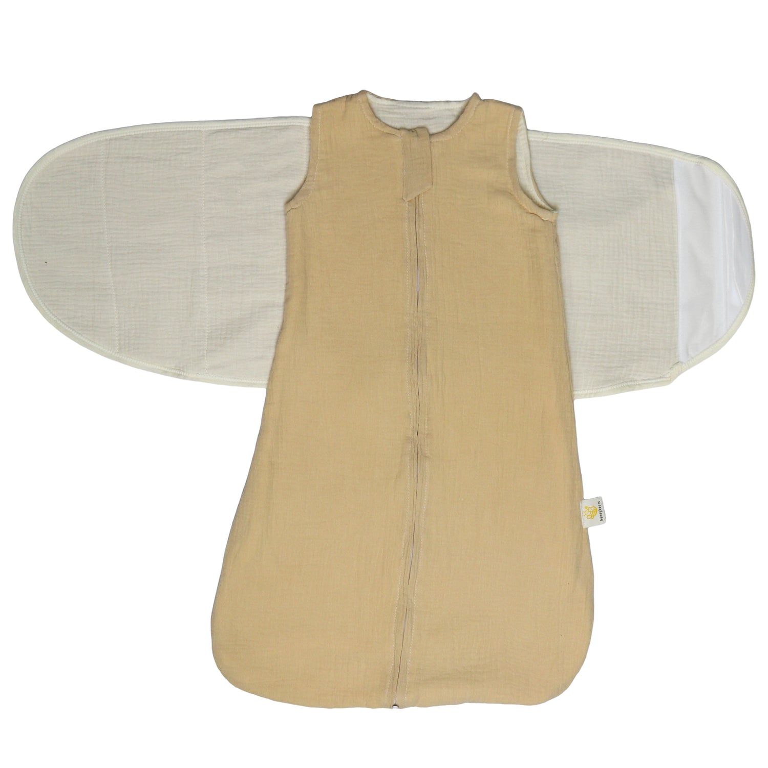 Inbakerslaapzak – Slaapzak baby – Inbakerdoek baby - Swaddle up met omslagdoek – Beige – 0 tot 6 maanden - 68 cm - 2 delig - TOG 0.75