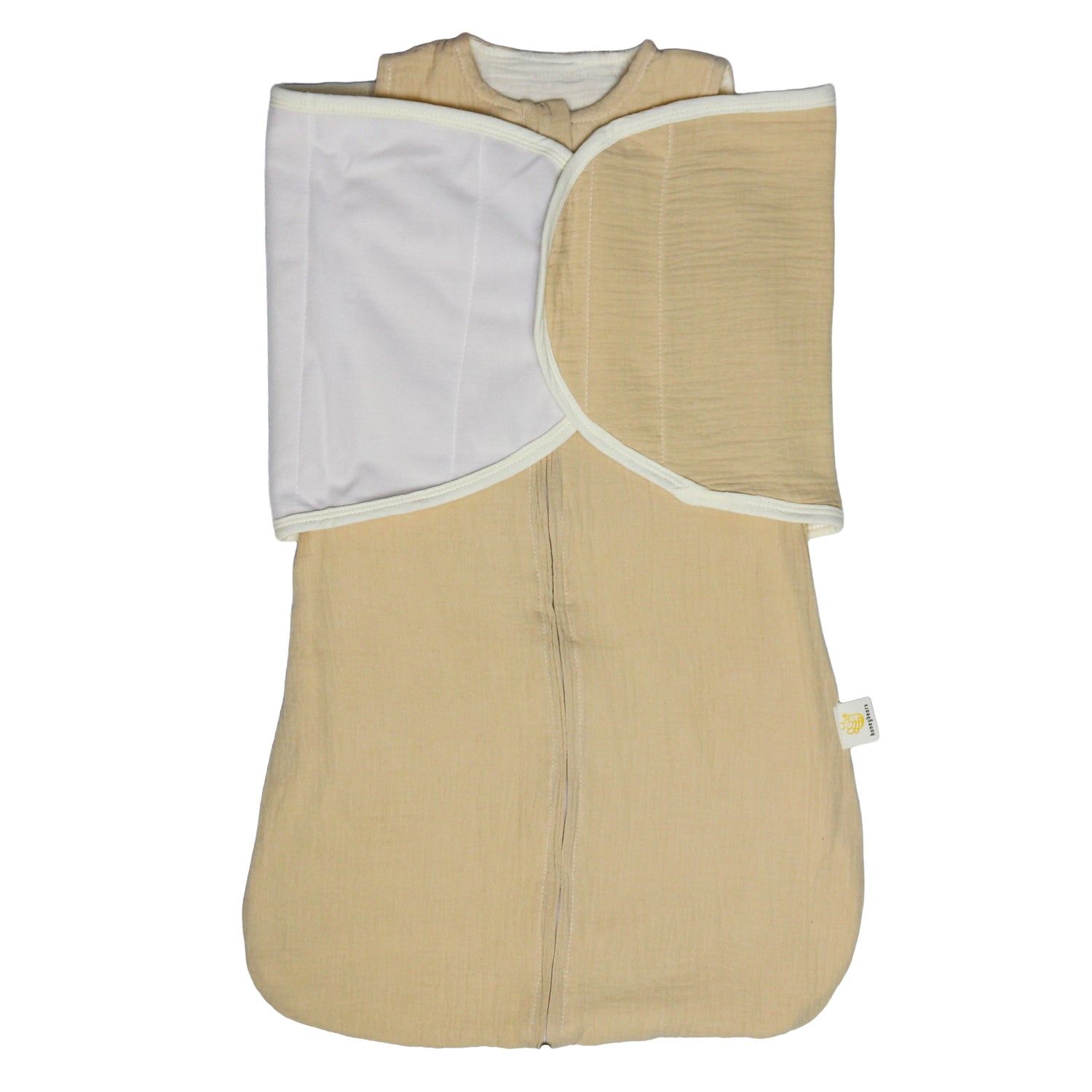 Inbakerslaapzak – Slaapzak baby – Inbakerdoek baby - Swaddle up met omslagdoek – Beige – 0 tot 6 maanden - 68 cm - 2 delig - TOG 0.75