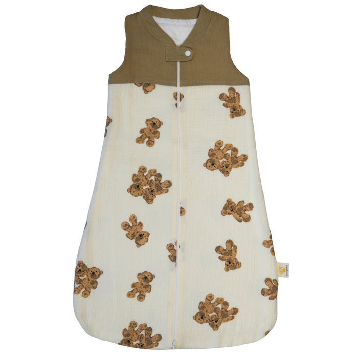 Slaapzak baby - Baby slaapzak 70 cm – Beige met beertjes - 0-6 maanden