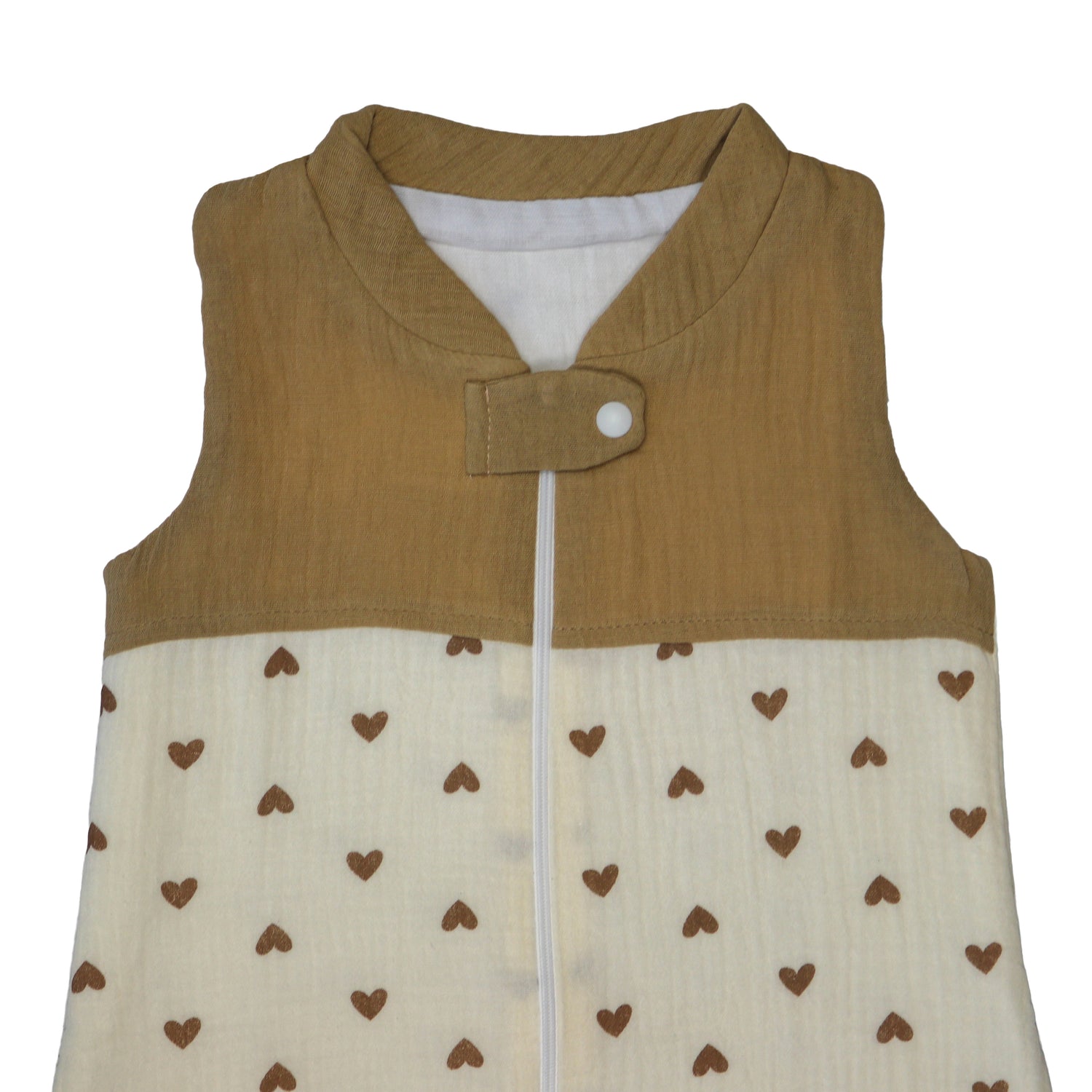 Slaapzak baby – Baby slaapzak 70 cm – Beige met hartjes - 0-6 maanden