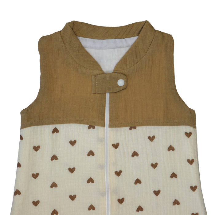 Slaapzak baby – Baby slaapzak 70 cm – Beige met hartjes - 0-6 maanden