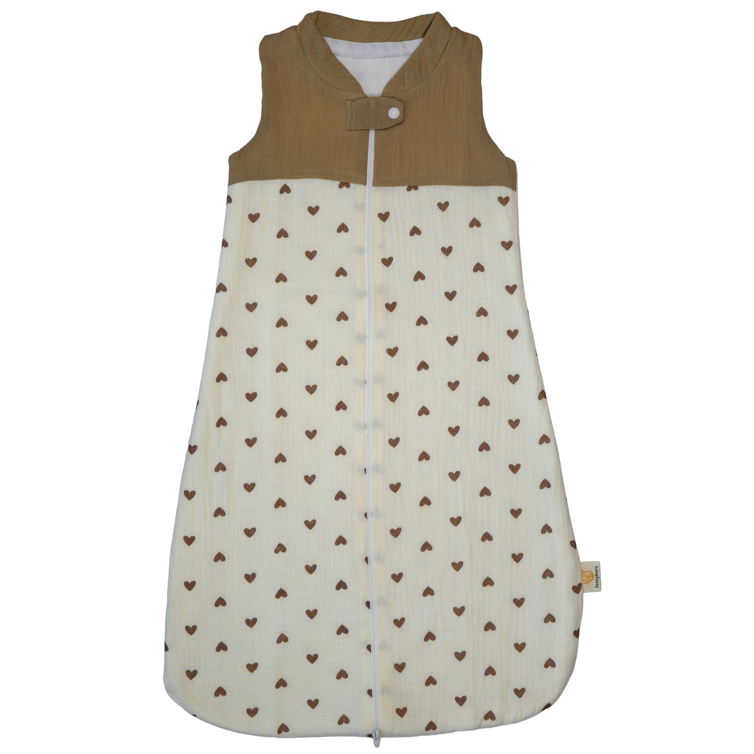 Slaapzak baby – Baby slaapzak 70 cm – Beige met hartjes - 0-6 maanden